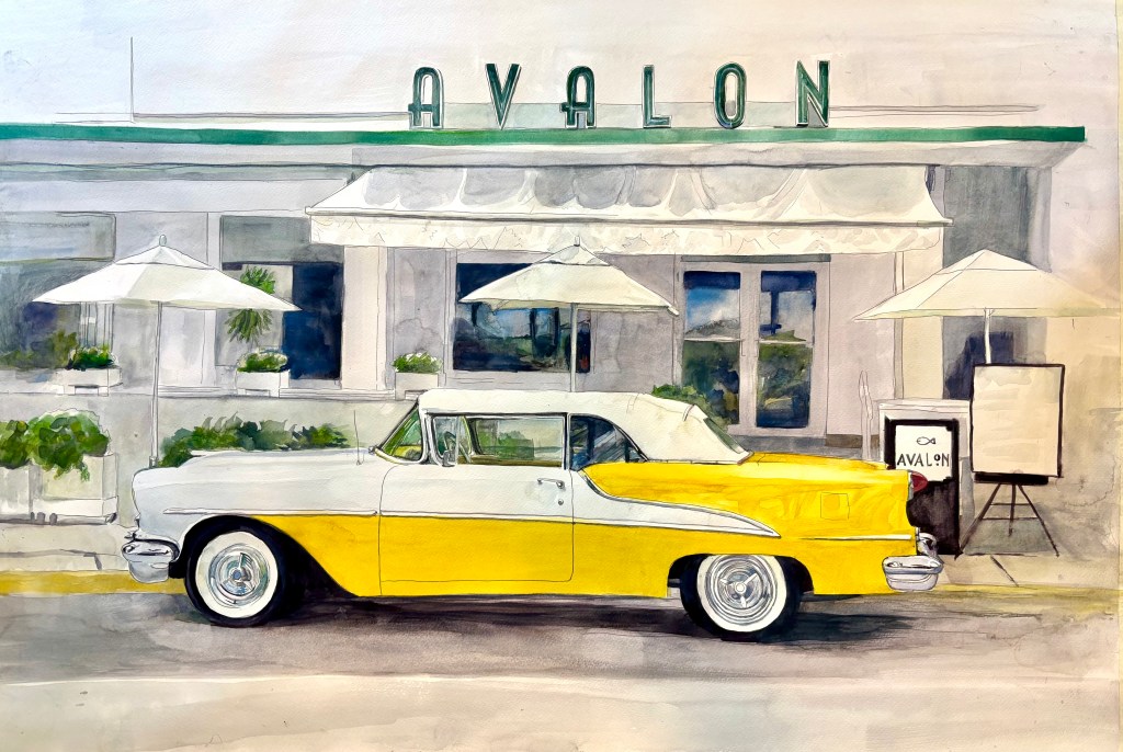 Avalon. South Beach, Miami, FL Original Watercolor Painting by Phoebe Kellerman