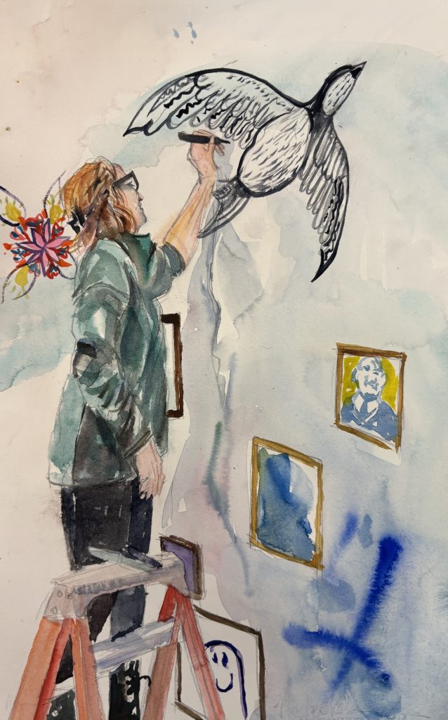 Painting the Painter at Priscilla R. Tyson Cultural Arts Center Original Watercolor by Phoebe Kellerman