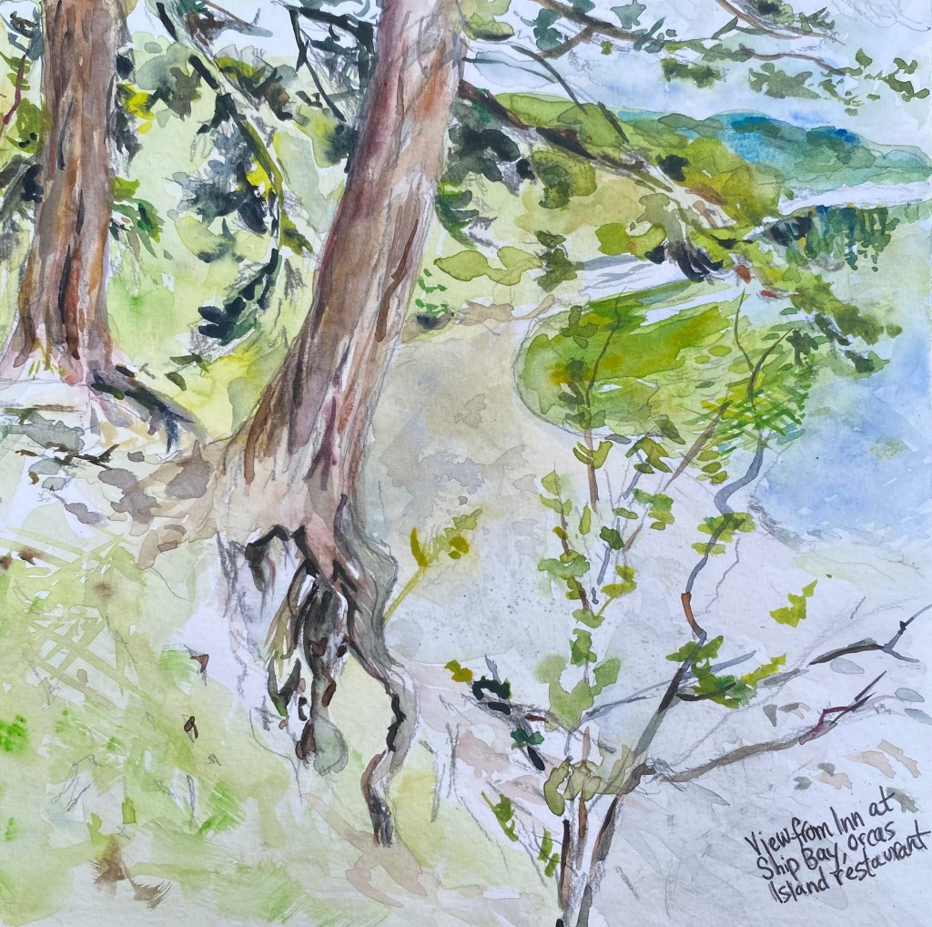 Ship Bay Orcas Island, WA original watercolor by Phoebe Kellerman